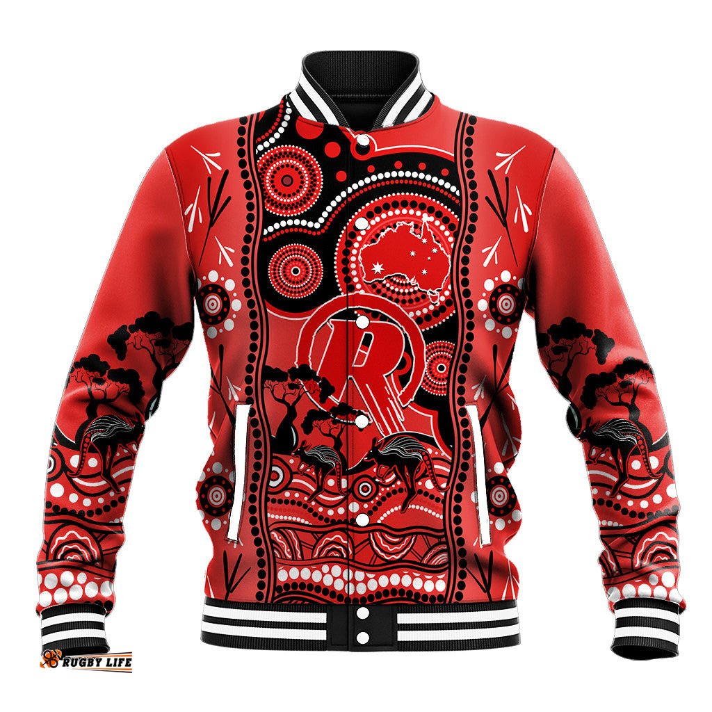 Custom Melbourne Renegades Cricket Baseball Jacket Happy Australia Day Aboriginal Art
