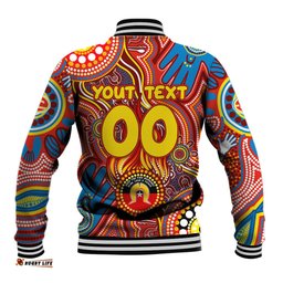 Personalised NAIDOC Week 2024 Gold Coast Suns Baseball Jacket Australian Aboriginal Hand Painting DT02