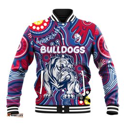 Personalised NAIDOC Week 2024 Western Bulldogs Baseball Jacket Australian Aboriginal Hand Painting DT02