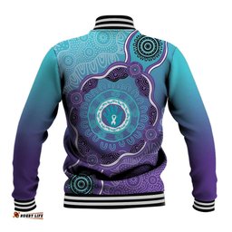 Australia Indigenous Baseball Jacket Suicide Prevention Month Ribbon Aboriginal Art