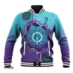 Australia Indigenous Baseball Jacket Suicide Prevention Month Ribbon Aboriginal Art