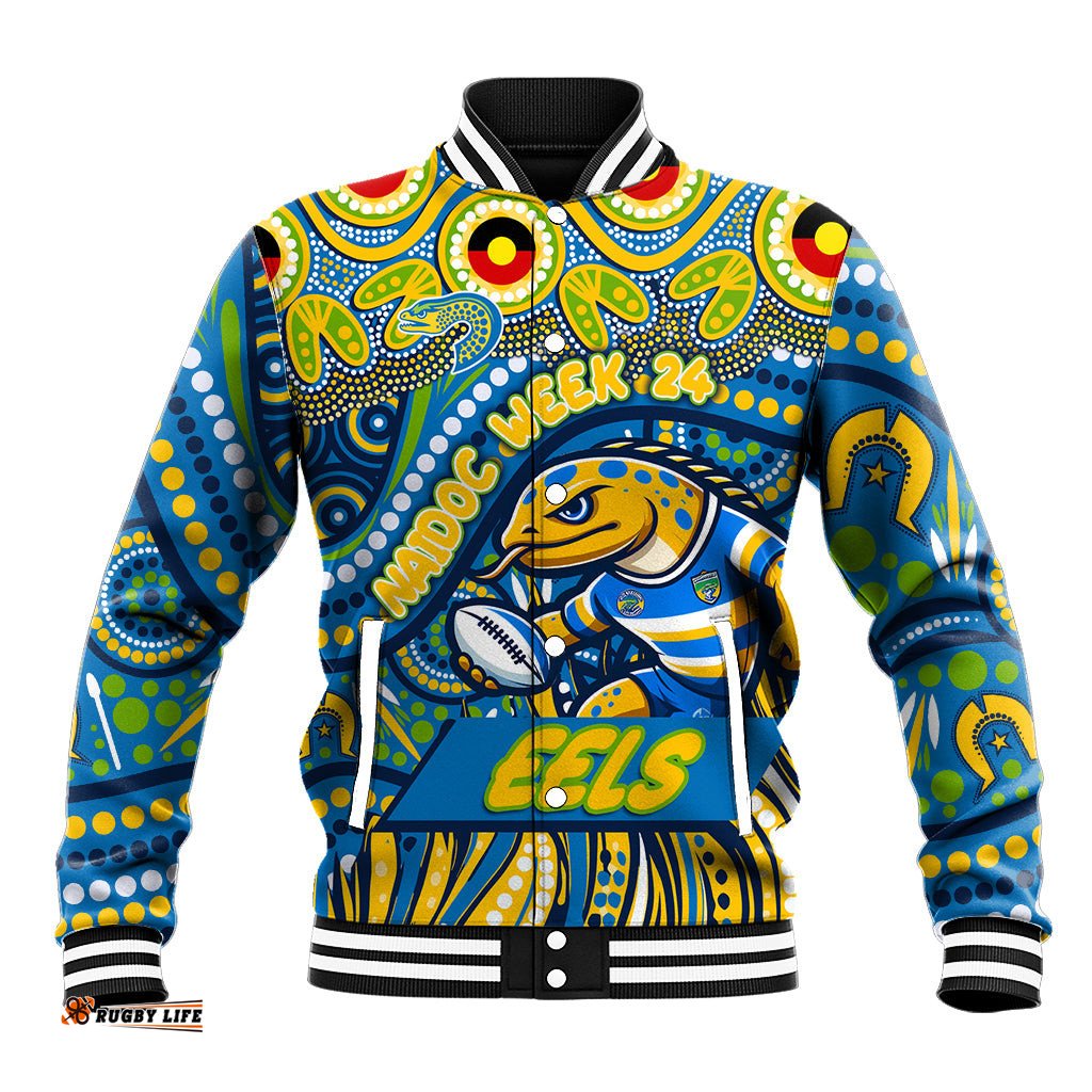 Custom Australia NAIDOC Week 2024 Baseball Jacket Parramatta Eels Mascot Keep The Fire Burning DT02
