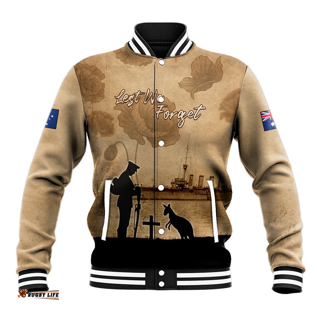 Australia ANZAC Day Baseball Jacket HMAS Sydney I Chatham-Class Light Cruiser