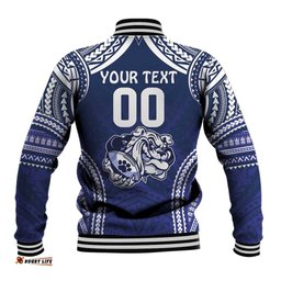Bulldogs Rugby Custom Baseball Jacket Go Berries With Polynesian Style