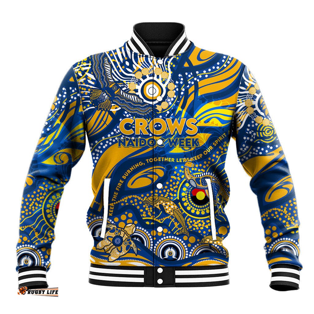 Custom NAIDOC Week 2024 Eagles Baseball Jacket Aboriginal Animals Keep The Fire Burning DT02