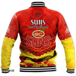 Suns Football ANZAC Baseball Jacket Lest We Forget