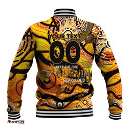 Custom NAIDOC Week 2024 Tiger Baseball Jacket Aboriginal Animals Keep The Fire Burning DT02