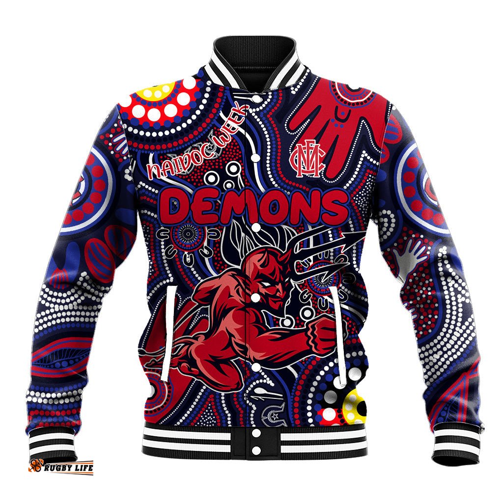 Personalised NAIDOC Week 2024 North Melbourne Kangaroos Baseball Jacket Australian Aboriginal Hand Painting DT02