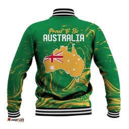 Proud To Be Australia Day Baseball Jacket Kangaroo with National Color