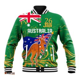 Proud To Be Australia Day Baseball Jacket Kangaroo with National Color
