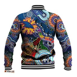 Custom NAIDOC Week 2024 Adelaide Crows Baseball Jacket Australia Aboriginal Dot Painting DT02