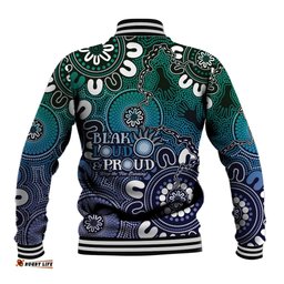 NAIDOC Week 2024 Fire Burning Baseball Jacket Aboriginal Dots Blue Art