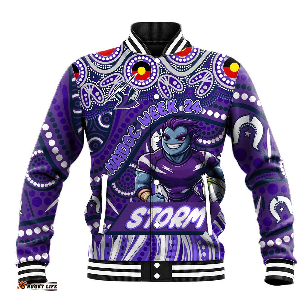Custom Australia NAIDOC Week 2024 Baseball Jacket Melbourne Storm Mascot Keep The Fire Burning DT02