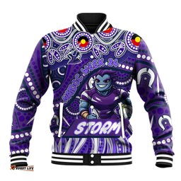 Custom Australia NAIDOC Week 2024 Baseball Jacket Melbourne Storm Mascot Keep The Fire Burning DT02