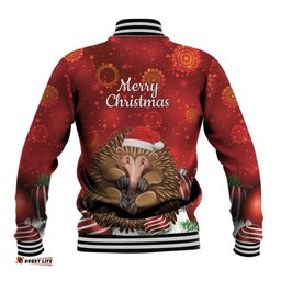 Australia Christmas In July Baseball Jacket Echidna Santa Claus
