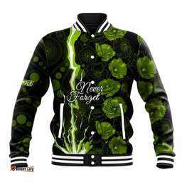 Thunder Cricket Never Forget Custom Baseball Jacket ANZAC Day with Poppy Aboriginal