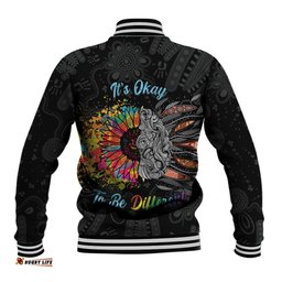 Australia Aboriginal Baseball Jacket Autism It's Okay To Be Different