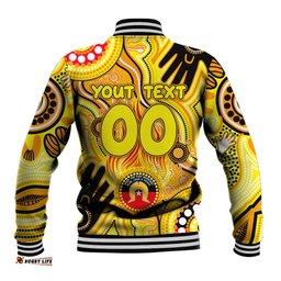 Personalised NAIDOC Week 2024 Richmond Tiger Baseball Jacket Australian Aboriginal Hand Painting DT02
