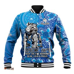 Personalised Bulldogs NAIDOC Week 2024 Baseball Jacket Aboriginal Fire Burning Sparks