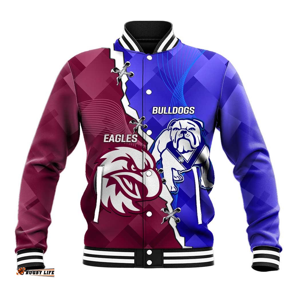 Personalised Bulldogs And Eagles Rugby Baseball Jacket Dynamic Style