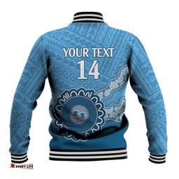 Custom NSW Blues Rugby Baseball Jacket Aussie Aboriginal Mix Polynesian Pattern