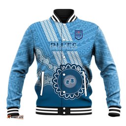 Custom NSW Blues Rugby Baseball Jacket Aussie Aboriginal Mix Polynesian Pattern