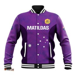 Custom Australia Soccer Baseball Jacket Matildas Go Champions - Purple