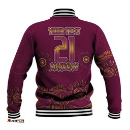 Custom QLD Maroons Cane Toad Blooded Aboriginal Inspired Baseball Jacket