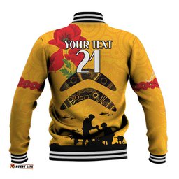 Australia Matildas Soccer ANZAC Custom Baseball Jacket Gallipoli Soldier With Aboriginal Dots Art