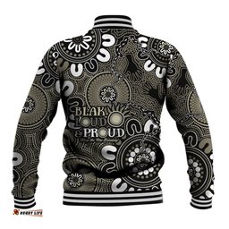 NAIDOC Week 2024 Fire Burning Baseball Jacket Aboriginal Dots Black Art