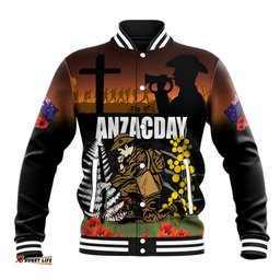 New Zealand and Australia ANZAC Day Baseball Jacket Soldier and Last Post Camouflage Pattern
