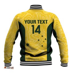 Custom Australia Socceroos Baseball Jacket Go Aussie Marble Pattern Sporty Style