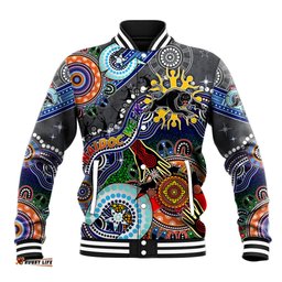Personalised Panthers NAIDOC Week 2024 Baseball Jacket Australia Aboriginal Dot Painting DT02