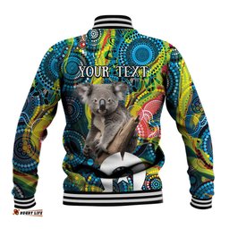 Personalised Vivid Minimal Koala Baseball Jacket NAIDOC 2024 Aboriginal Art Style No2