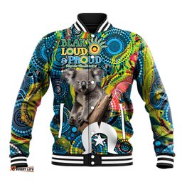 Personalised Vivid Minimal Koala Baseball Jacket NAIDOC 2024 Aboriginal Art Style No2