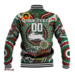 Custom NAIDOC Week 2024 Rabbitohs Baseball Jacket Mascot Rugby DT02