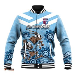 Custom NSW Blues Cockroach Blooded Aboriginal Inspired Baseball Jacket