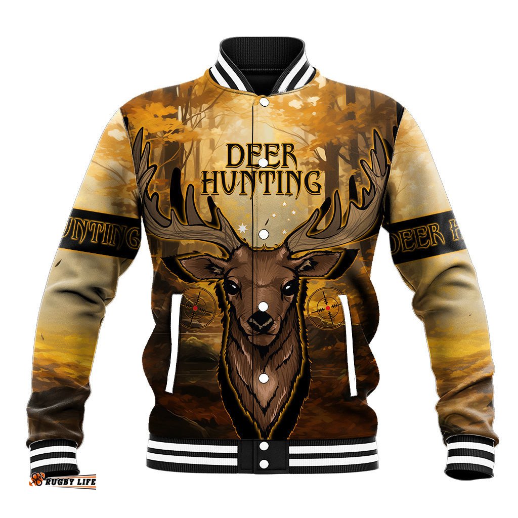 Personalised Deer Hunting Baseball Jacket Forest Vibes
