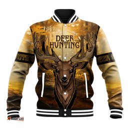 Personalised Deer Hunting Baseball Jacket Forest Vibes
