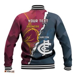 Personalised Broncos Rugby And Carlton Football Baseball Jacket Sporty Version