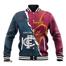 Personalised Broncos Rugby And Carlton Football Baseball Jacket Sporty Version