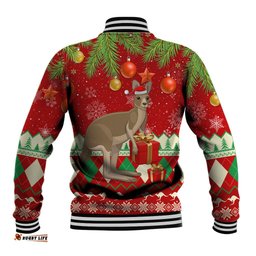 Australia Christmas Baseball Jacket Aussie Kangaroo Santa Merry Xmas