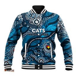 Custom NAIDOC Week 2024 Blues Baseball Jacket Aboriginal Animals Keep The Fire Burning DT02
