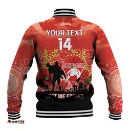 Custom Swans Football ANZAC Baseball Jacket Gallipoli Camouflage With Poppies