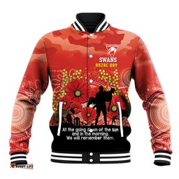 Custom Swans Football ANZAC Baseball Jacket Gallipoli Camouflage With Poppies