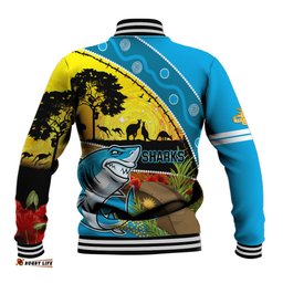 Sharks Rugby ANZAC Day Baseball Jacket Sharkies Rosemary Starry Night