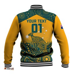 Custom Australia Rugby Baseball Jacket Wallabies Aboriginal Pattern