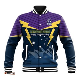 Custom Australia Day Storm Baseball Jacket NRL 2024 Sydney Opera House With Map