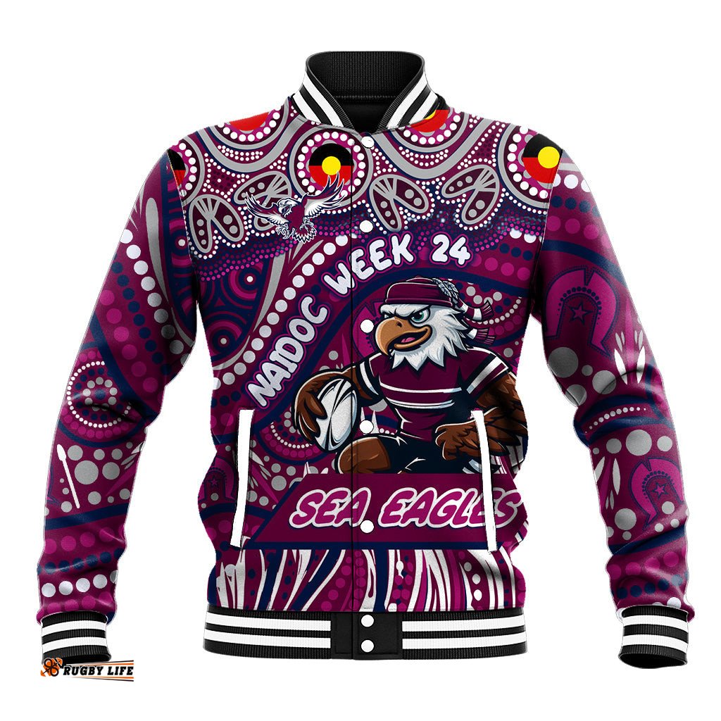 Custom Australia NAIDOC Week 2024 Baseball Jacket Sea Eagles Mascot Keep The Fire Burning DT02