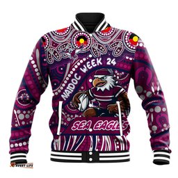 Custom Australia NAIDOC Week 2024 Baseball Jacket Sea Eagles Mascot Keep The Fire Burning DT02